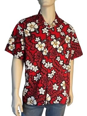 Hilo Hattie Vtg Hawaiian Tiki Shirt Full Button Front handsome colour mix NWOT